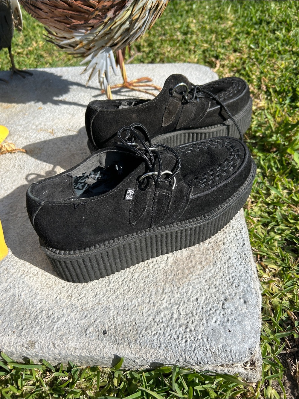 T.U.K Black Suede Platform Creepers
